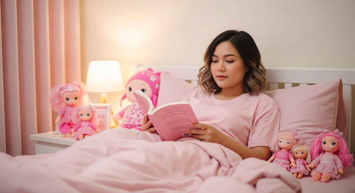 Seorang Wanita membaca buku di malam hari